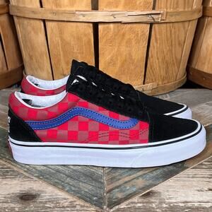Vans Old Skool OTW Rally Red Black Blue Checkered Sneakers Youth Boys Size 4.5